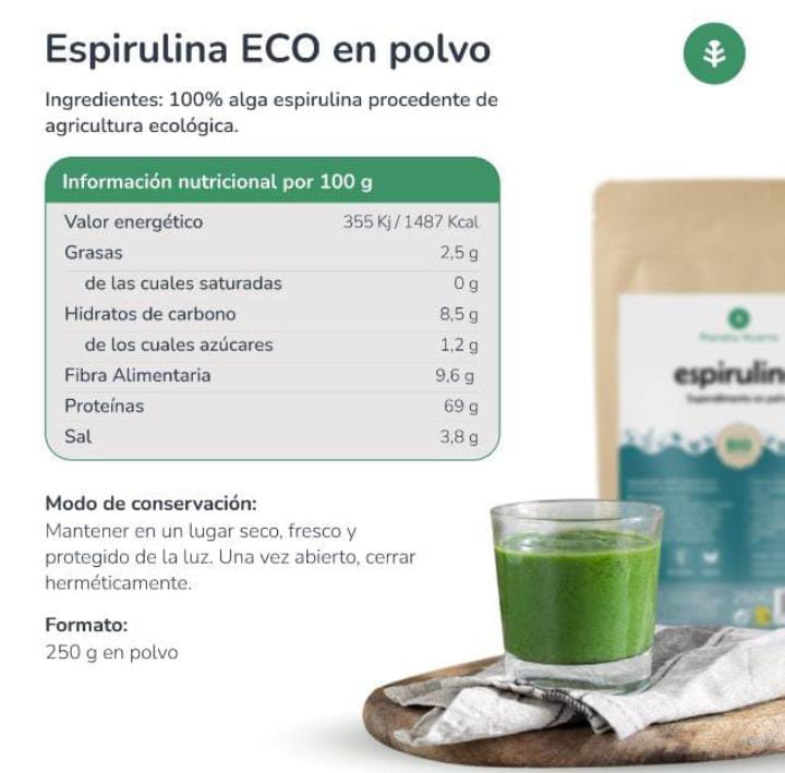 ESPIRULINA DE CULTIVO ECOLOGICO 250GR - Imagen 3