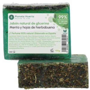 JABON NATURAL DE GLICERINA CON MENTA Y HOJAS DE HIERBABUENA
