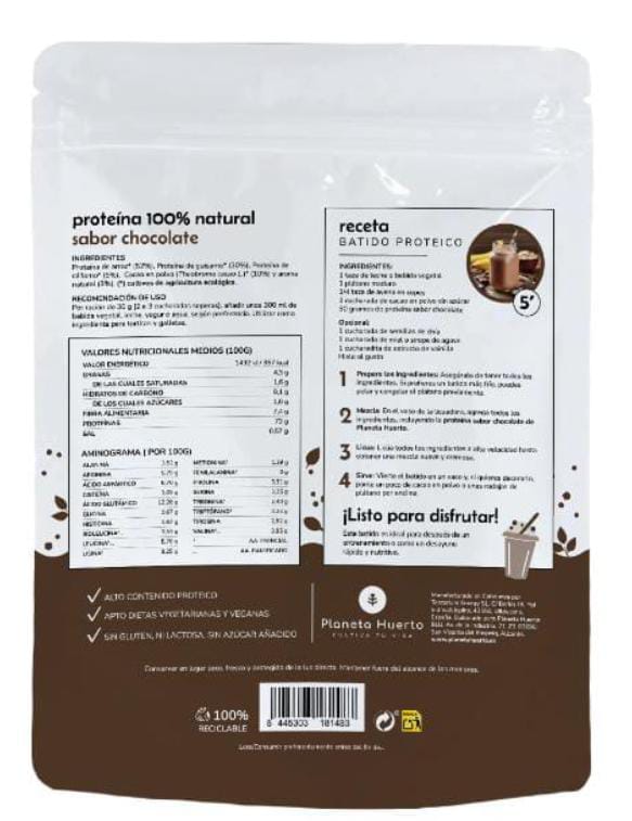 PROTEINA VEGETAL ECO 73% CHOCOLATE 500GR - Imagen 2