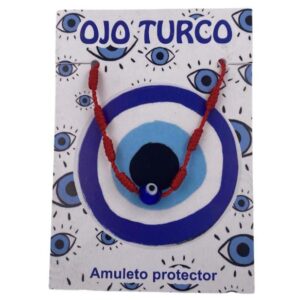 PULSERA 7 NUDOS ROJA CON BOLA OJO TURCO