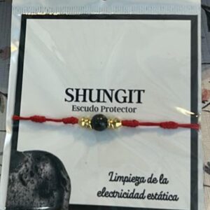 PULSERA NUDOS ROJA CON BOLA SHUNGIT