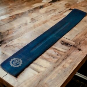 QUEMADOR INCIENSO TABLILLA MADERA CHAKRAS AZUL
