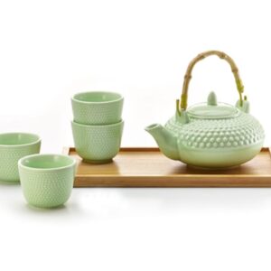 SET TANAKA PORCELANA TETERA+4 CUENCOS+BANDEJA