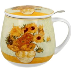 TAZA SUNFLOWERS PORCELANA 0,40L FILTRO Y TAPA