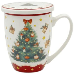 TAZA CHRISTMAS TREE PORCELANA 0,35L FILTRO Y TAPA