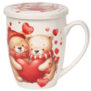 TAZA BEARS-HEART PORCELANA 0,35L FILTRO Y TAPA