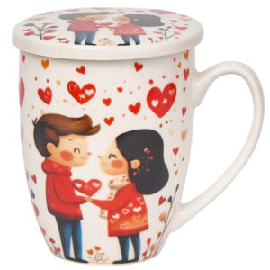 TAZA COUPLE PORCELANA 0,35L FILTRO Y TAPA