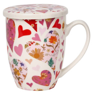 TAZA PINK-HEART PORCELANA 0,35L FILTRO Y TAPA